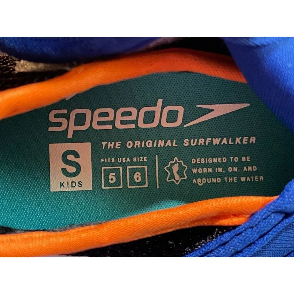 Speedo Toddler Boys Water Shoes Size 5/6 Blue & Orange Mesh Quick-Dry Lightweigh